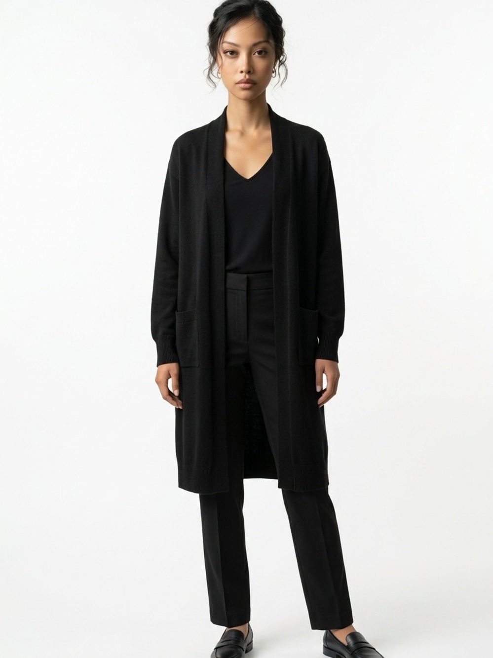 EXPRESS | Conscious Edit Black Wool Blend Long Duster Cardigan Women’s Size S